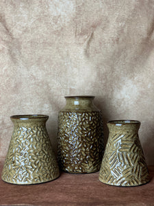 Cross Hatch Carved Vase
